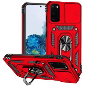 For Samsung Galaxy s20 s11e 6.2inch Well Protective Magentic Ring Stand Camera Protective Cover Case - Red