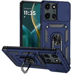 For Moto G Stylus 5G 2025 Well Protective Magentic Ring Stand Camera Protective Cover Case - Blue