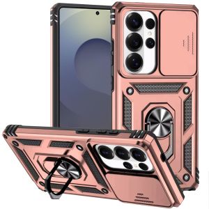 For Samsung s26 Ultra Well Protective Magentic Ring Stand Camera Protective Cover Case - Rose Gold