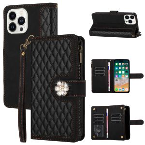 For Motorola Moto G 5G 2023 Jewel Wallet Design with Stitched PU Leather ID Card Money Holder Zipper Case - Black