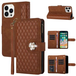 For Motorola Moto G 5G 2023 Jewel Wallet Design with Stitched PU Leather ID Card Money Holder Zipper Case - Brown