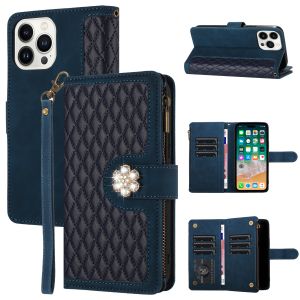 For Motorola Moto G 5G 2023 Jewel Wallet Design with Stitched PU Leather ID Card Money Holder Zipper Case - Navy Blue