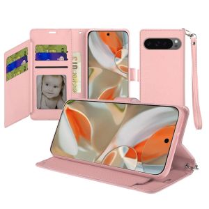 For Google Pixel 10 Pro XL Wallet ID Card Holder Case Cover - Rose Gold