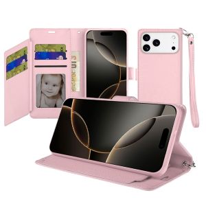 For iPhone 17 Pro Wallet ID Card Holder Case Cover - Rose Gold