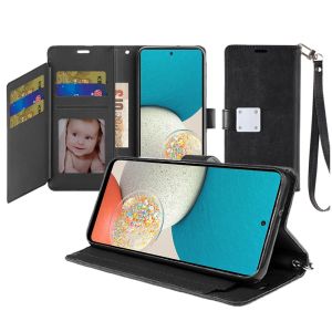 For Apple iPhone 14 PRO MAX 6.7" Wallet ID Card Holder Case Cover - Black