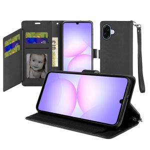 For Samsung Galaxy A07 Wallet ID Card Holder Case Cover - Black