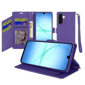 For Samsung A17 5G Wallet ID Card Holder Case Cover - Dark Purple