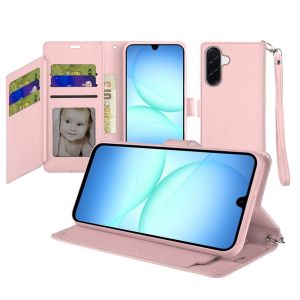 For Samsung A17 5G Wallet ID Card Holder Case Cover - Rose Gold