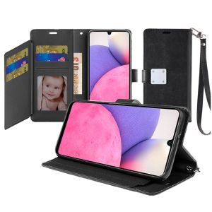 For Samsung Galaxy s24 Wallet ID Card Holder Case Cover - Black