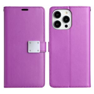 For Apple iPhone 14 PRO 6.1" Wallet ID Card Holder Case Cover - Dark Purple