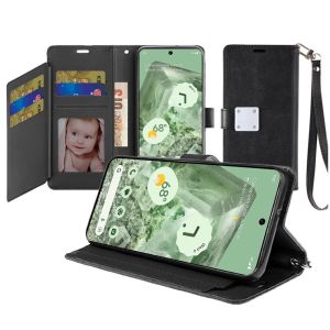 For Google Pixel 9 6.3inch Wallet ID Card Holder Case Cover - Black