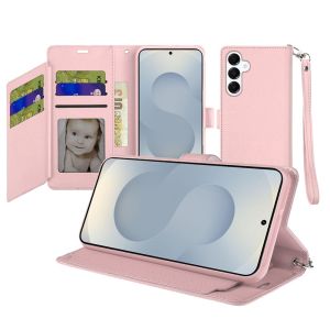 For Samsung s26 Plus Wallet ID Card Holder Case Cover - Rose Gold