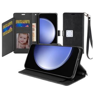 For Samsung S24 FE Wallet ID Card Holder Case Cover - Black
