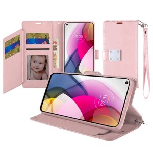 For Motorola G Stylus 5G (MultiCarrier 6.6" 16MP Camera) 2023 Wallet ID Card Holder Case Cover - Rose Gold