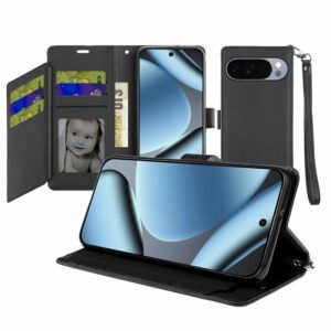 For Google Pixel 11 Pro XL Wallet ID Card Holder Case Cover - Black