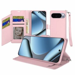 For Google Pixel 11 Pro XL Wallet ID Card Holder Case Cover - Rose Gold