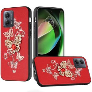 For Samsung Galaxy s25 Edge SPLENDID Diamond Glitter Ornaments Engraving Case Cover - Garden Butterflies Red
