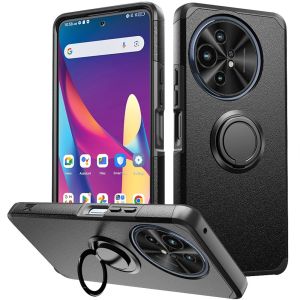 For TCL 50 XL 5G Tough Strong Hybrid With Ring Stand Case Cover - Black