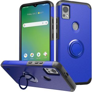 For Cricket Icon 5 Tough Strong MetKase Hybrid With Ring Stand Case Cover - Classic Blue