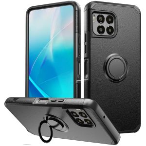 For REVVL 7 Pro 5G Tough Strong Hybrid With Ring Stand Case Cover - Black