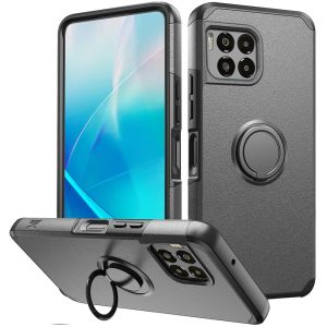 For REVVL 7 Pro 5G Tough Strong Hybrid With Ring Stand Case Cover - Charcoal Grey