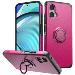 For Motorola Moto G Power 5g 2024 Tough Strong Hybrid With Ring Stand Case Cover - Hot Pink