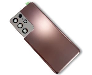 Premium Back Cover Glass With Camera Lens For Samsung S21 Ultra - Gold