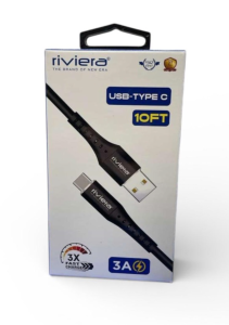 10FT [USB - Type C (PD)] Nylon Braided - Black w/ Black Shell BLRIV10