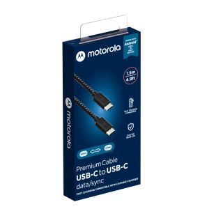 MOTOROLA 1.5M PREMIUM BRAIDED USB-C TO USB-C CABLE - BLACK/GRAY - SJCX0CCB15 (LANE B/C RACK 0 - #1)