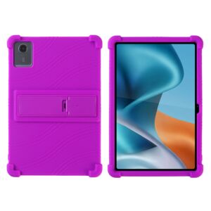 For Moto Pad 2026 11inch Thick Shockproof Silicone Tablet Case with Detachable Stand - Purple