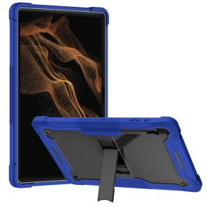 For Samsung Tab S8 Ultra Tough Tablet Strong Kickstand Hybrid Case Cover - Dark Blue