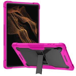 For Samsung Tab S8 Ultra Tough Tablet Strong Kickstand Hybrid Case Cover - Hot Pink