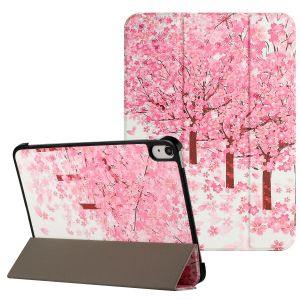 For Samsung Galaxy Tab S9 Plus Trifold Magnetic Closure PU Leather Case Cover - Sakura Floral