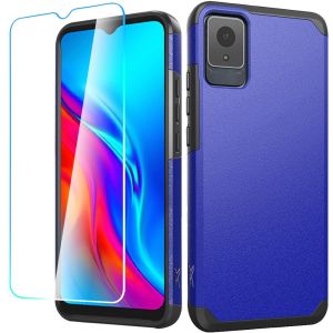 For TCL K11 Tough Strong Hybrid Case Cover + Tempered Glass - Classic Blue