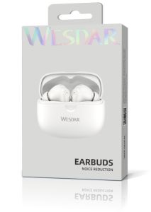 WESDAR ENC Pro TWS Earbuds HiFi Stereo, Dual Mic Noise Reduction - White
