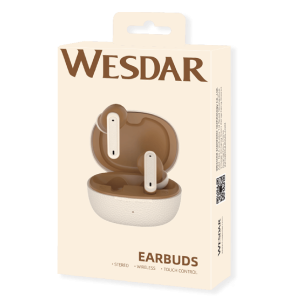 True Wireless Stereo Earbuds With Touch Control - Cream + Brown