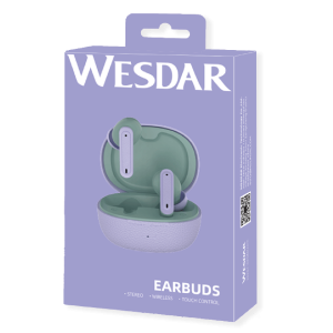 True Wireless Stereo Earbuds With Touch Control - Purple + Green