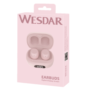 Bluetooth V5.3 JL Chip Mini TWS Earbuds With LED Power Display - Pink