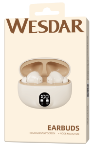WESDAR Wireless Earbuds Bluetooth 5.3 In Ear Call Noise Reduction And Long Battery Life Intelligent Digital Display Bluetooth Wireless Earphones - Beige