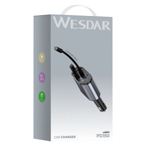 Wesdar Deep Air Grey Car Phone Charger 66w With Two Cable (CE Certificate)