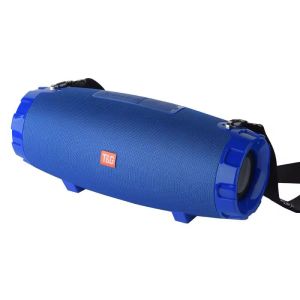 Outdoor Waterproof Portable Wireless Blue-tooth Speaker FM Radio/TF/USB Active Stereo Bass RGB TWS Fabric Woofer Box - Blue