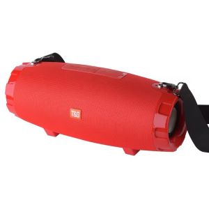Outdoor Waterproof Portable Wireless Blue-tooth Speaker FM Radio/TF/USB Active Stereo Bass RGB TWS Fabric Woofer Box - Red