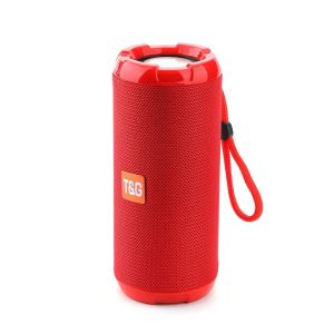 Portable Bluetooth Speaker with Handsfree Calling Mic, Waterproof, and FM Radio Capability - Red