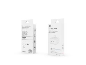 2IN1 Fast Charge DUAL 45W USB- C+C Power Adapter USB-C to Lightning Cable