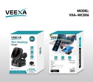 Veexa 25W 3In1 Desktop Wireless Charger With Tc Cable