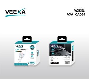 Veexa 48W Usb+Pd Super Fast Car Charger With Transparent Protective Layer