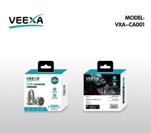 Veexa Aluminum Alloy 48W Usb+Pd Fast Car Charger (Black)