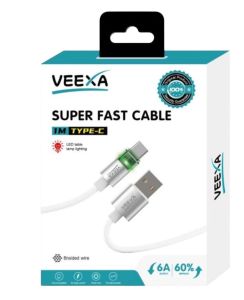 Veexa Metal Led Light Woven Usb-Tc Super Fast Cable