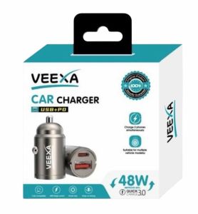 Veexa Zinc Alloy 48W Usb+Pd Fast Car Charger