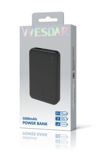 WESDAR 22.5w Portable Power Banks 5000mAh - Black
